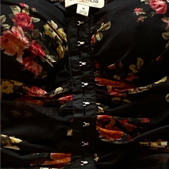 Moa Moa Black Floral Corset Top Hook & Eye Adjustable Size M Great Condition! - Picture 3 of 9